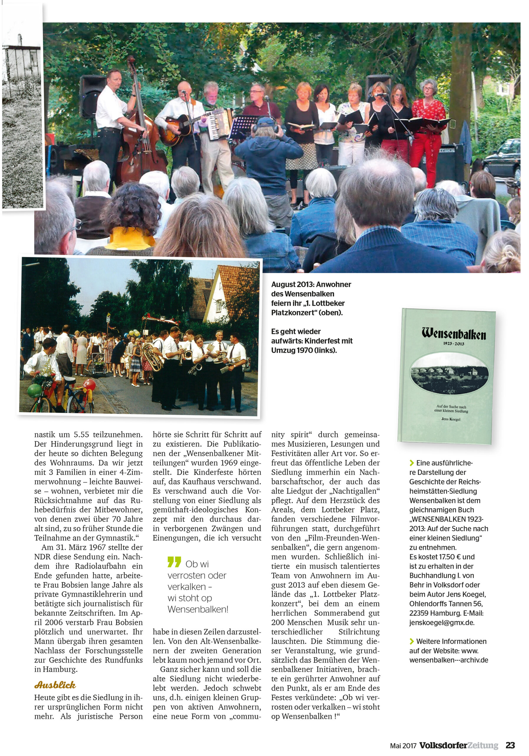 100 Jahre WENSENBALKEN Volksdorfer Zeitung